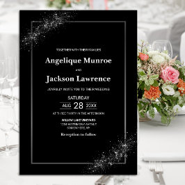 Chic Black Glitter Bröllop Inbjudningar