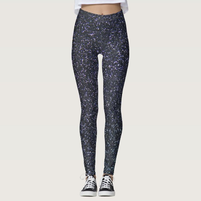 Chic Black Glitter Gnistra Leggings (Framsida)