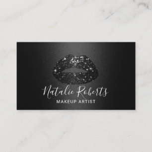 Chic Black Glitter Läppar Makeup Artist Beauty Sa Visitkort