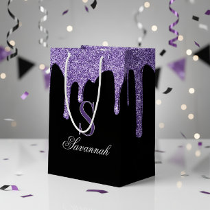 Chic Black Gnistra Lila Glitter Drives Monogram