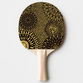 Chic Black Gold Ethnic Floral Ping Pong Paddle Pingisracket