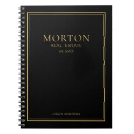 Chic Black Gold Real Estate Notebook Anteckningsbok