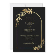 Chic Black Golden Eucalyptus Foliage Bröllop Arch