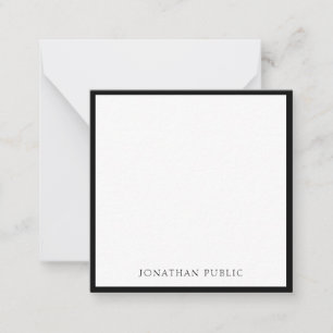 Chic Black Gräns White Modern Simple Template Top Anteckningskort