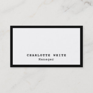 Chic Black Gräns White Professionell Modern Plain Visitkort