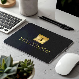 Chic Black Grått Leather Luxury Guld Logotyp NAMN Musmatta