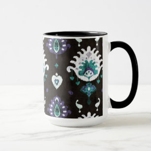 Chic Black grönt lila ikat tribal mönster Mugg