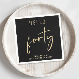 Chic Black Guld 40:e födelsedag Party Pappersservett