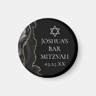 Chic Black Guld Agate Pub Mitzvah Party Magnet