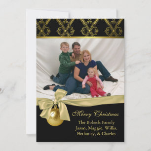 Chic Black & Guld Anpassningsbar julfotkort Julkort