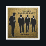 Chic Black & Guld Bachelor Party Pappersservett<br><div class="desc">*Anpassa med texten.</div>