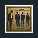 Chic Black & Guld Bachelor Party Pappersservett<br><div class="desc">*Anpassa med texten.</div>