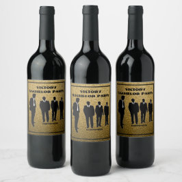 Chic Black & Guld Bachelor Party Vinflaska Etikett