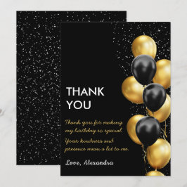 Chic Black Guld Balloon Tack Kort