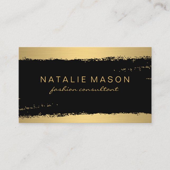 Chic Black Guld Brushed Visitkort (Framsida)