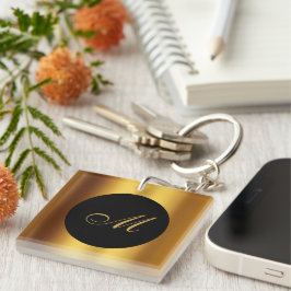Chic Black Guld Calligraphy Gräns Monogram