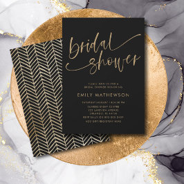 Chic Black & Guld Calligraphy-Möhippa Inbjudningar