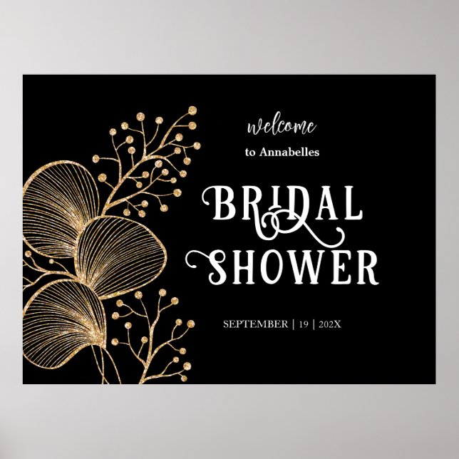 Chic Black & Guld Elegant Script Möhippa Poster (Framsidan)