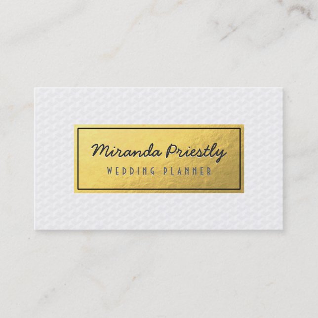 Chic Black & Guld Faux Gold Foil Geometric Mönster Visitkort (Framsida)