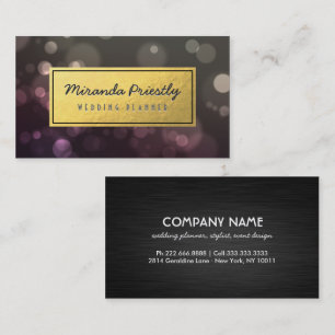Chic Black & Guld Faux Gold Foil Glitter Bokeh Visitkort