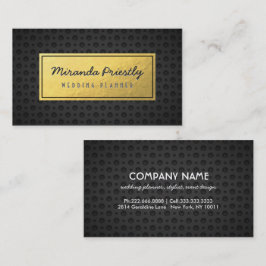 Chic Black & Guld Faux Gold Foil Mörk Metall Grids Visitkort