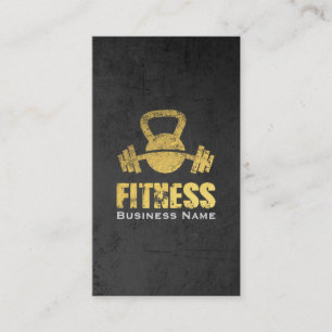 Chic Black Guld Fitness Trainer Kettlebell Barbell Visitkort