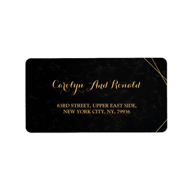 Chic Black & Guld Geometric ram Adressetikett (Framsidan)