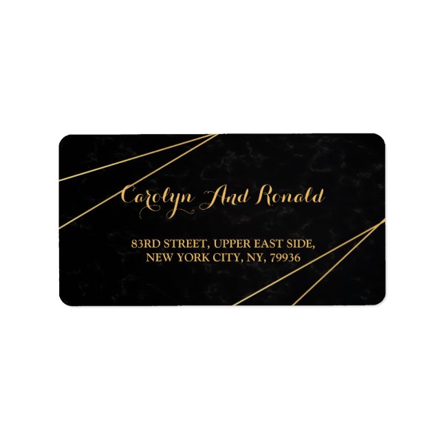 Chic Black & Guld Geometric ram Adressetikett (Framsidan)