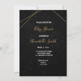 Chic Black & Guld Geometric ram Baby Shower Inbjudningar