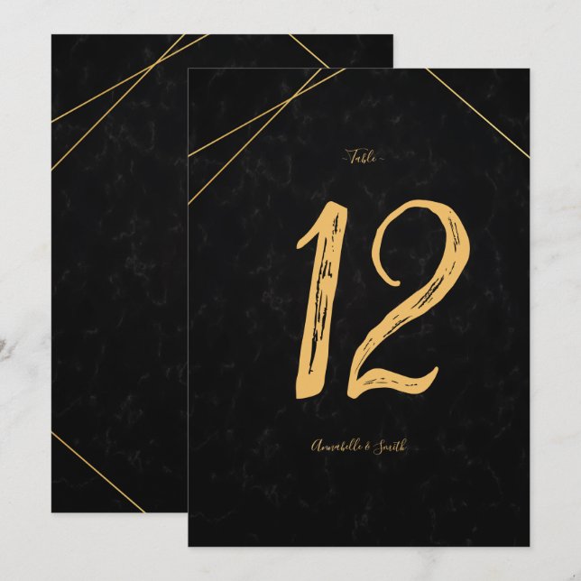Chic Black & Guld Geometric ram bordsnummer (Fram/baksida)