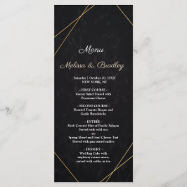 Chic Black & Guld Geometric ram Bröllop Menu Program