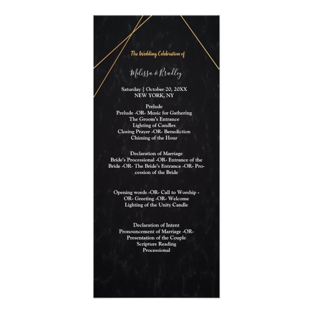 Chic Black & Guld Geometric ram ceremoni Reklamkort (Framsidan)