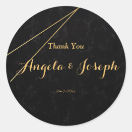 Chic Black & Guld Geometric ram-dekal Runt Klistermärke