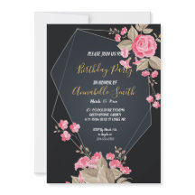 Chic Black & Guld Geometric ram Födelsedagsfest