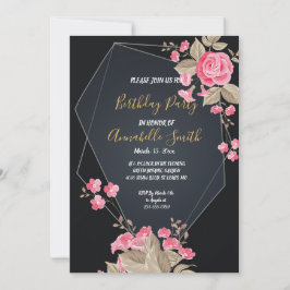 Chic Black & Guld Geometric ram Födelsedagsfest Inbjudningar