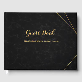Chic Black & Guld Geometric ram gäst Gästböcker