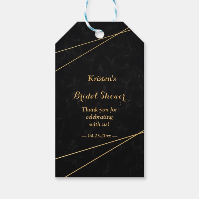 Chic Black & Guld Geometric ram Möhippa Presentetikett (Framsidan)