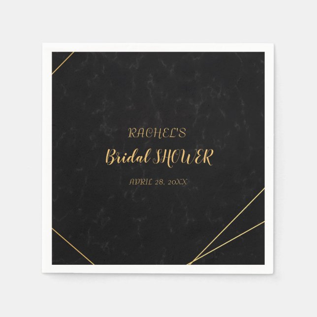 Chic Black & Guld Geometric ram Pappersservett (Framsidan)