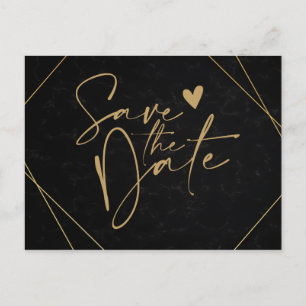 Chic Black & Guld Geometric ram Spara datum Po Vykort