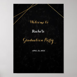 Chic Black & Guld Geometric ram Studenten Poster