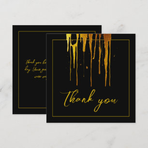 Chic Black & Guld Glitter Drips Sweet 16 Birthday Tack Kort