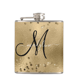 Chic Black Guld Glitter Monogram Namn Fickplunta