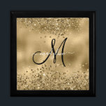 Chic Black Guld Glitter Monogram Namn Minnesask<br><div class="desc">Chic Black Guld Glitter Monogram Namn</div>