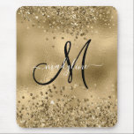 Chic Black Guld Glitter Monogram Namn Musmatta<br><div class="desc">Chic Black Guld Glitter Monogram Namn</div>