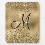Chic Black Guld Glitter Monogram Namn Musmatta<br><div class="desc">Chic Black Guld Glitter Monogram Namn</div>