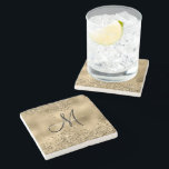 Chic Black Guld Glitter Monogram Namn Stenunderlägg<br><div class="desc">Chic Black Guld Glitter Monogram Namn</div>