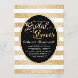 Chic Black Guld Glitter Personlig Möhippa Inbjudningar