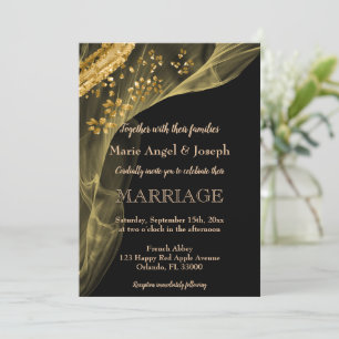 Chic Black & Guld Glitter & Smokey Swirl Inbjudningar