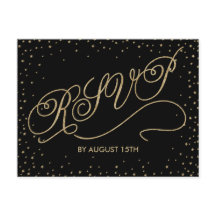 Chic Black & Guld Glitter Stars OSA Postcard