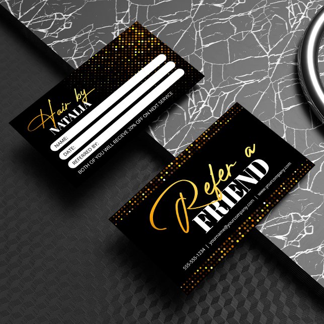 Chic Black Guld Gnistra Hair Stylist Salon Rabattkort (Skapare uppladdad)